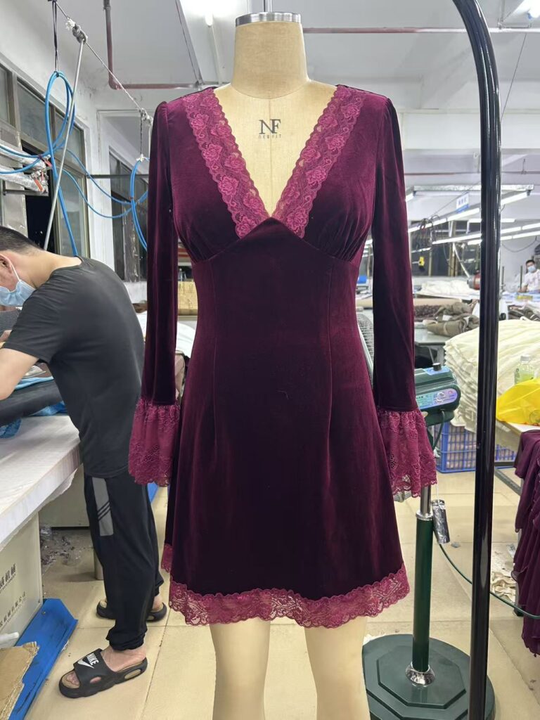 Custom womenswear production detail used for garment quality review